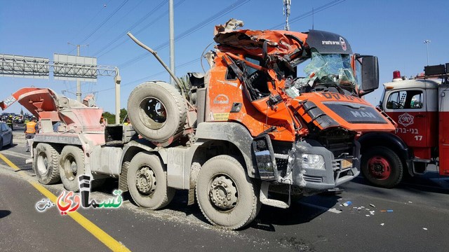 كفرقاسم : حادث طرق واصابة طفيفة لسائق خلاطة من كفرقاسم على شارع 4